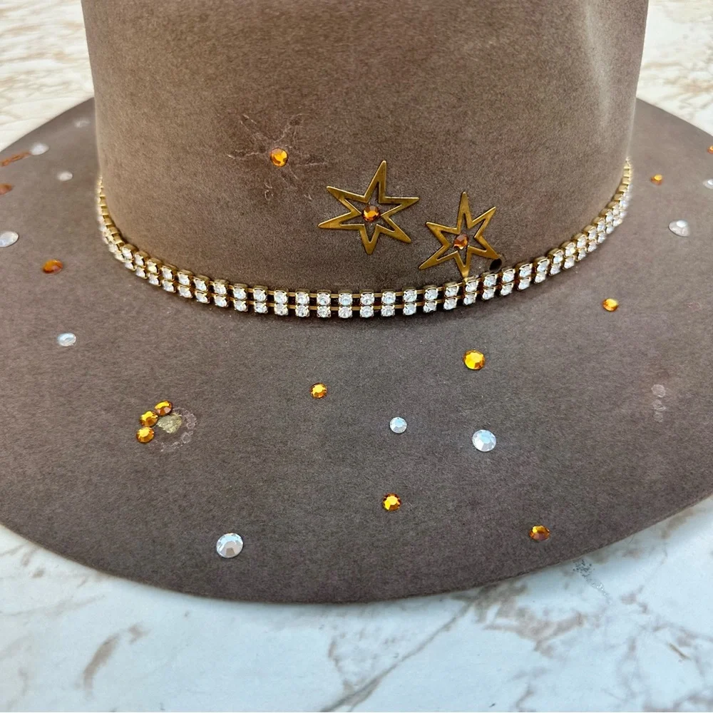 Australian Stock Saddle Co. “The Aussie” Fur Felt Western Hat 6 5/8 Crystal Star